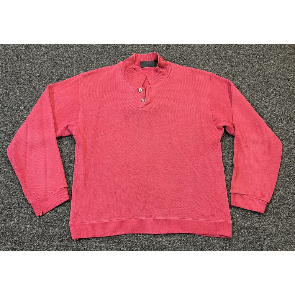Patagonia Henley Sweater Mens Medium Red Knitted Long Sleeve Ribbed Cuffed Hem